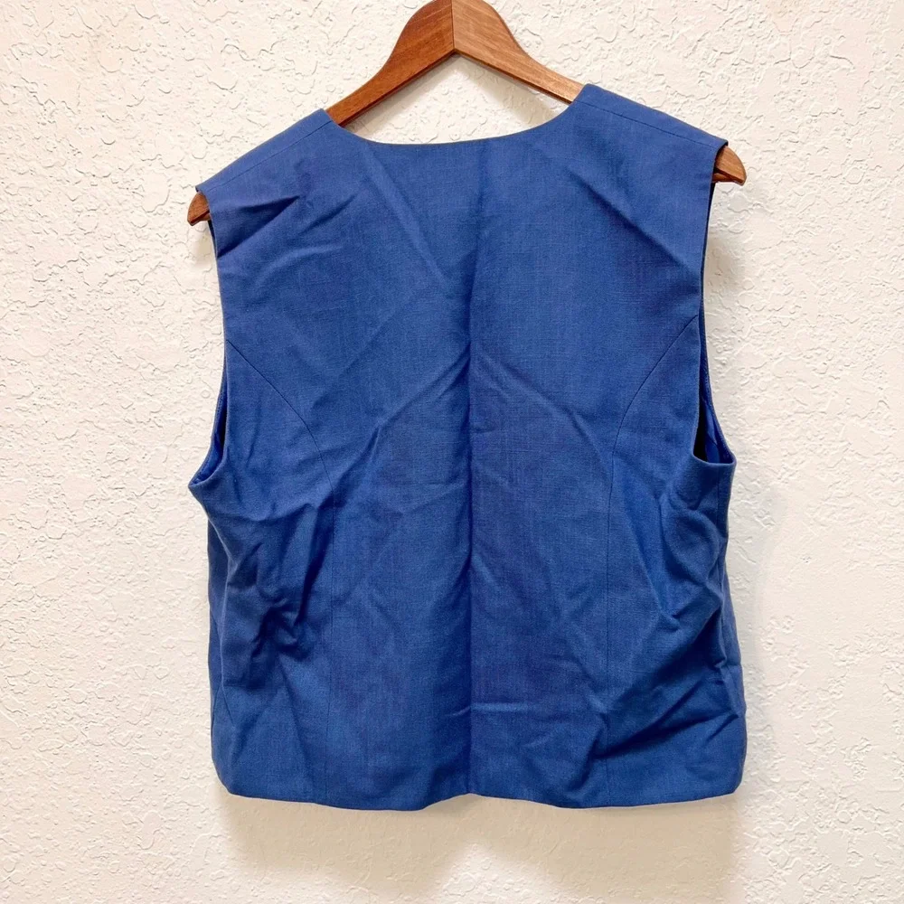 Leslie‎ Fay VTG Blue Embroidered Vest and Skirt Set Large Grandmacore 90s USA